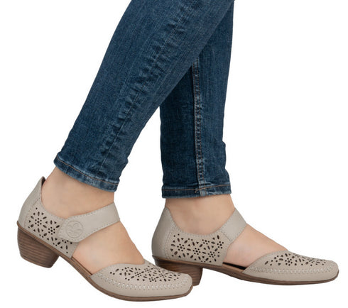 Pantofi casual, dama, RIEKER ANTISTRESS, 43750-62 bej, piele ecologica